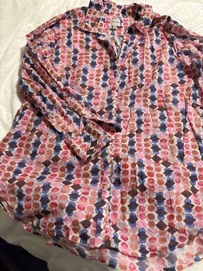 NIC+ZOE Pink Multicolor Geometric Button-Down Shirt